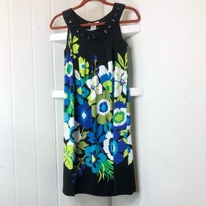 Vintage London Style Size 6 Sleeveless Dress W/Bead Neck